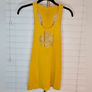 Lily Lotus Golden Yellow Lotus Flower Mineral Wash Racerback Tank